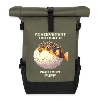 Erfolg: Maximales Aufplustern | Kugelfisch RPG - Rolltop Rucksack - Olive/Schwarz - Vorne