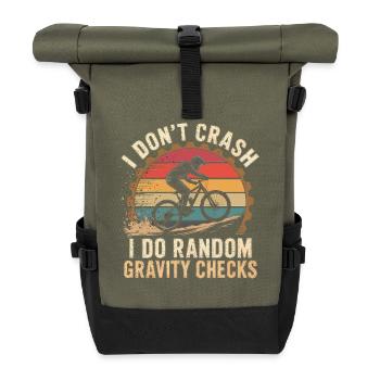 Ich crash nicht Gravity Checks - Rolltop Rucksack - Olive/Schwarz - Vorne