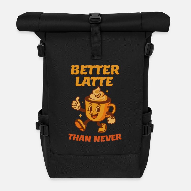 Besser Latte als nie - Rolltop Rucksack - Schwarz
