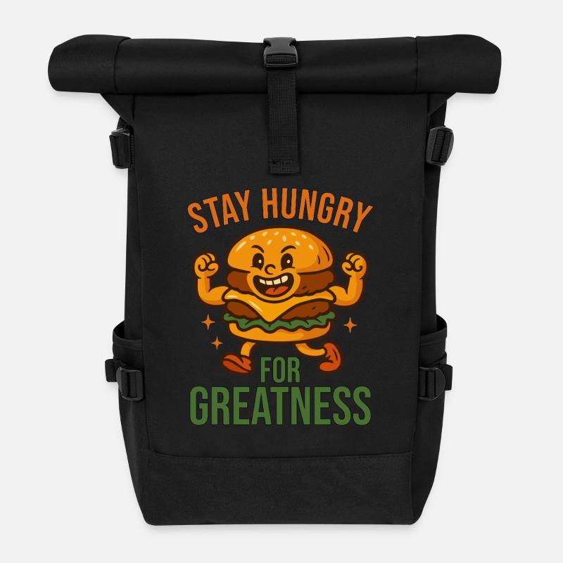 Stay Hungry for Greatness - Roll Top Backpack - black