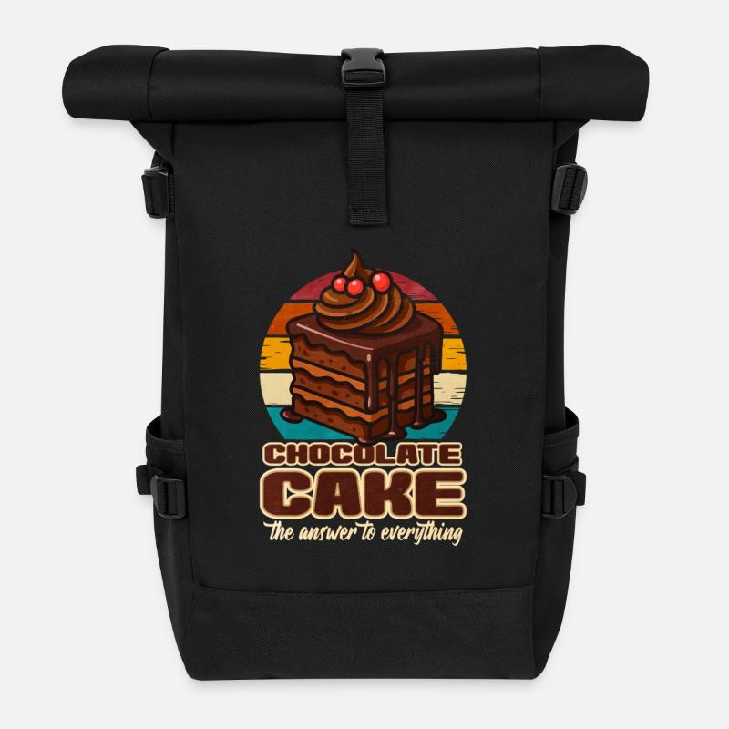Kuchen Schoko kuchen Geschenk - Rolltop Rucksack - Schwarz