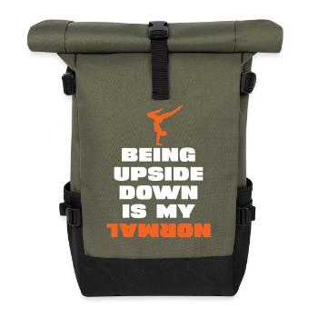 Upside Down Ist Mein Normal - Rolltop Rucksack - Olive/Schwarz - Vorne