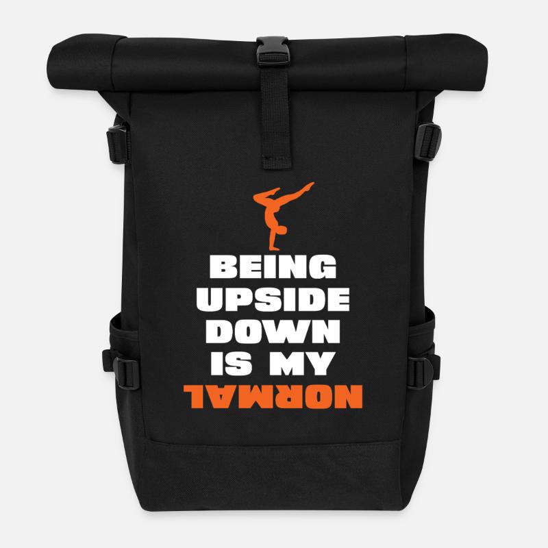 Upside down is my normal - Roll Top Backpack - black