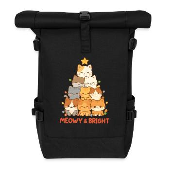 Meowy and Bright Cat Stack, Love Kittens  - Roll Top Backpack - black - Front