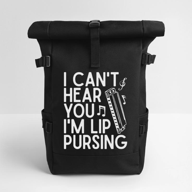 Harmonica Musican Lip Pursing Harmonica Roll Top Backpack