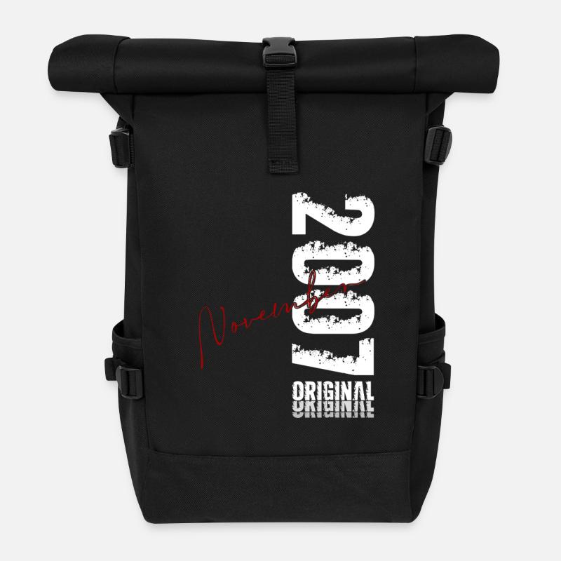 21. Geburtstag Original November Jahrgang 2007 - Rolltop Rucksack - Schwarz