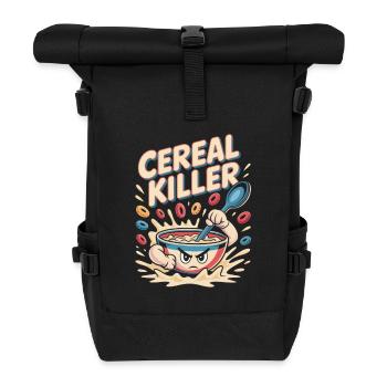 Retro Frühstück - Rolltop Rucksack - Schwarz - Vorne