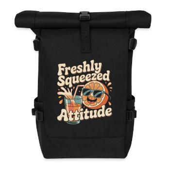Retro Orange - Rolltop Rucksack - Schwarz - Vorne