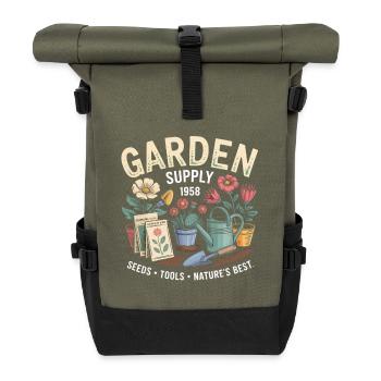 Vintage Garden Advertising - Roll Top Backpack - olive/black - Front