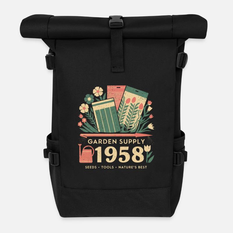 Vintage Garten Werbung - Rolltop Rucksack - Schwarz