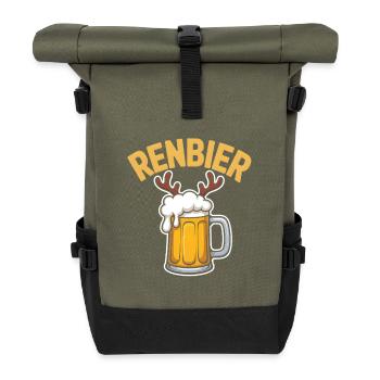 Reindeer Jug with Antlers - Roll Top Backpack - olive/black - Front
