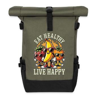 Nutritionist Eat Healthy Live Happy Health Coach - Roll Top Backpack - olive/black - Front