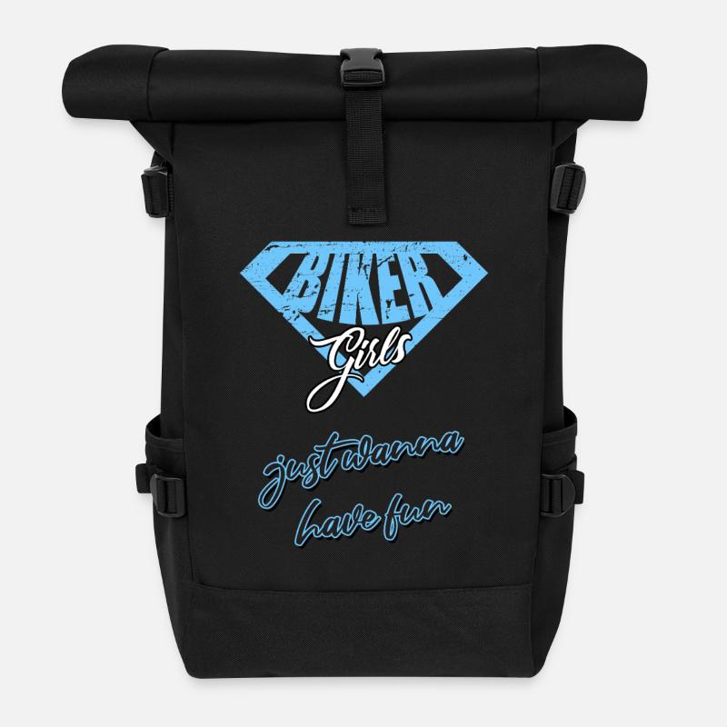 Girls Biking - Roll Top Backpack - black