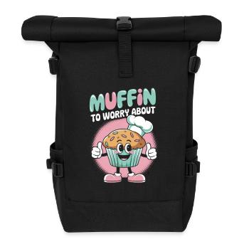 Retro Muffin - Rolltop Rucksack - Schwarz - Vorne