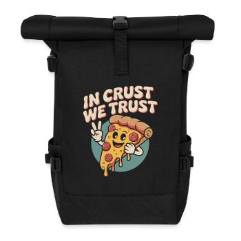 Retro Pizza - Rolltop Rucksack - Schwarz - Vorne