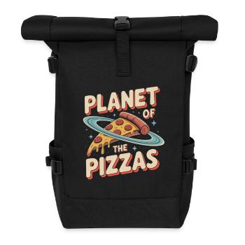 Planet of the Pizzas - Retro Pizza - Rolltop Rucksack - Schwarz - Vorne