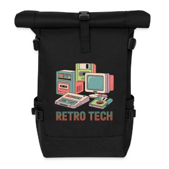 Retro Technik - Rolltop Rucksack - Schwarz - Vorne