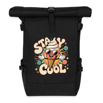 Retro Eiscreme - Rolltop Rucksack - Schwarz - Vorne