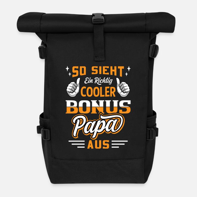 So sieht ein cooler Bonus Papa aus / Stiefvater - Rolltop Rucksack - Schwarz