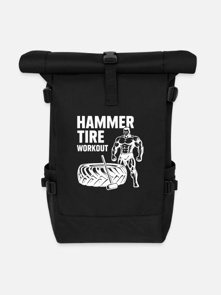 Hammer Tire Workout - Roll Top Backpack - black
