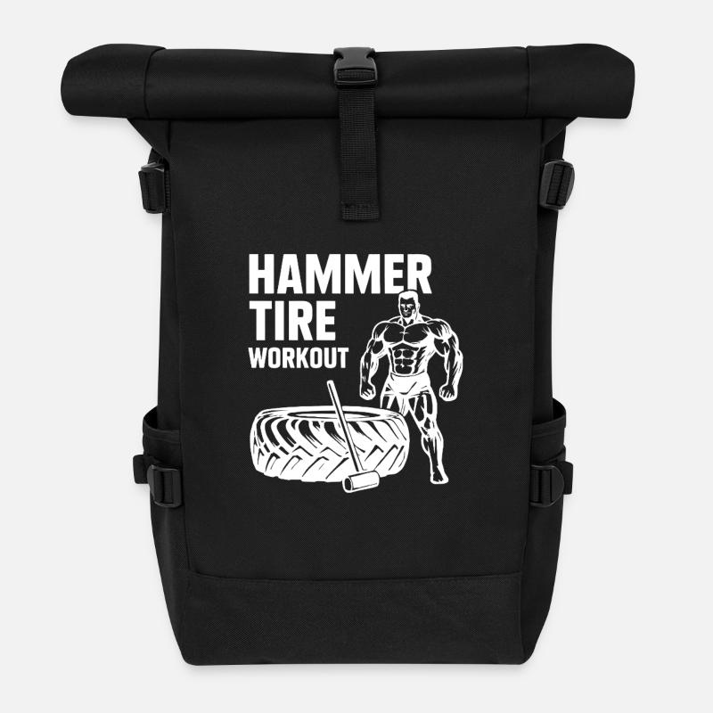 Hammer Tire Workout - Roll Top Backpack - black