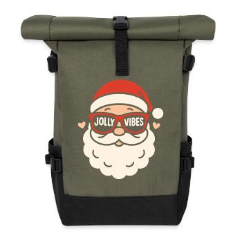 Jolly Vibes Weihnachtsmann Familie Weihnachtsspaß - Rolltop Rucksack - Olive/Schwarz - Vorne
