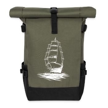 Segelboot Kunstwerk Matrose - Rolltop Rucksack - Olive/Schwarz - Vorne