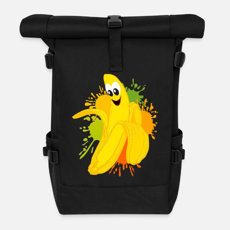 Fröhliche Bananen Farbexplosion - Rolltop Rucksack - Schwarz