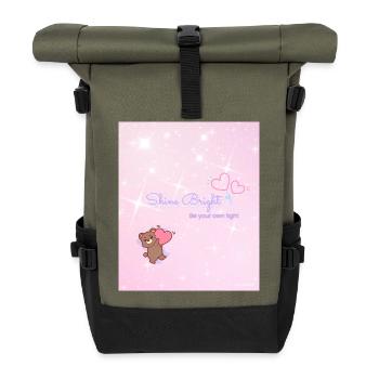 Shine Bright – Be Your Own Light - Roll Top Backpack - olive/black - Front