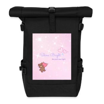 Brillez fort – Soyez votre propre lumière - Sac à dos roll top - noir - Devant