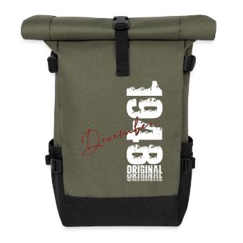 77th Birthday Original December Born 1948 - Roll Top Backpack - olive/black - Front