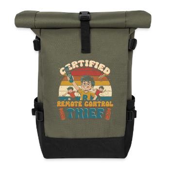 Geschwister Bruder Schwester Remote Control Thief - Rolltop Rucksack - Olive/Schwarz - Vorne