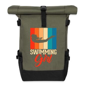 Schwimmen Wassersport Schwimmerin Geschenke - Rolltop Rucksack - Olive/Schwarz - Vorne