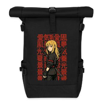 風景愛光夏景 Anime Heroine Sword Kanji - Roll Top Backpack - black - Front