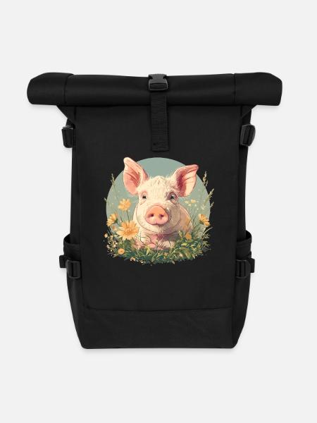 Schweine Schwein - Rolltop Rucksack - Schwarz