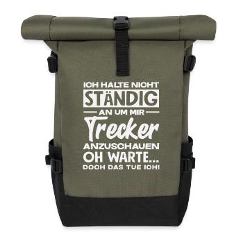 Traktorfahrer Traktor Fan Lustiges Bauernhof - Rolltop Rucksack - Olive/Schwarz - Vorne