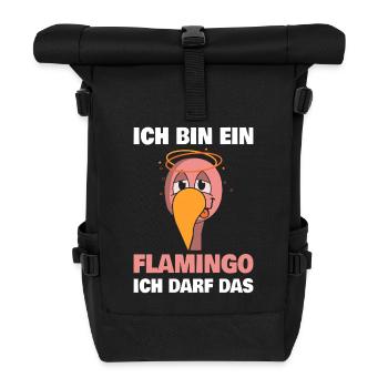 Je suis un flamant rose, j’ai le droit d’aimer le flamant rose - Sac à dos roll top - noir - Devant