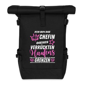 Verrückte Chefin lustiger Chefin Geschenk Spruch - Rolltop Rucksack - Schwarz - Vorne