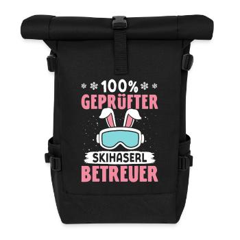 Skilehrer 100 % GEPRÜFTER SKIHASERL BETREUER - Rolltop Rucksack - Schwarz - Vorne