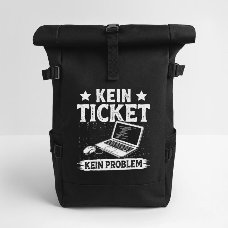 Nerd Computer KEIN TICKET KEIN PROBLEM LUSTIG Rolltop Rucksack