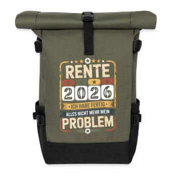 Rente 2026 – Endlich Ruhe - Rolltop Rucksack - Olive/Schwarz - Vorne