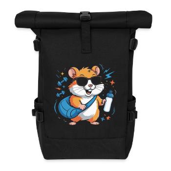 Hamster Fitnessstar Mit Sonnenbrille - Rolltop Rucksack - Schwarz - Vorne