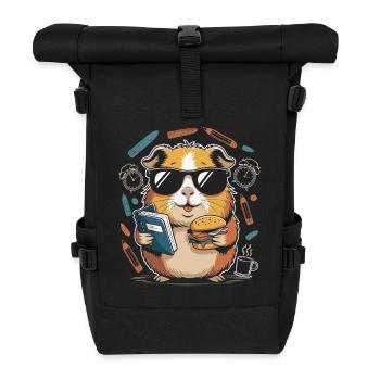 Book Hero Hamster with Burger - Roll Top Backpack - black - Front