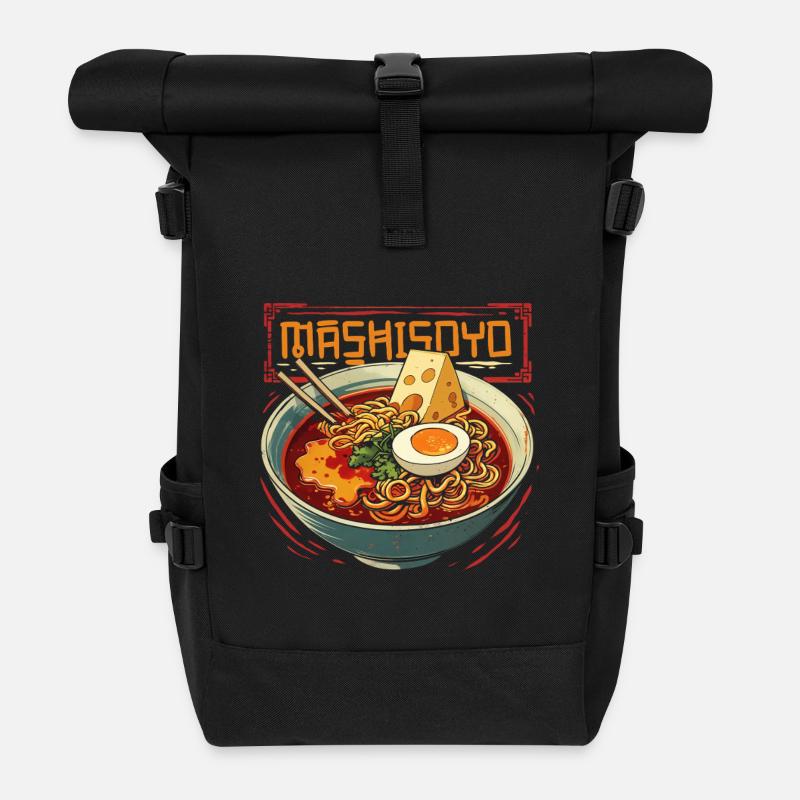 Koreanisches Essen Ramen mit Käse - Rolltop Rucksack - Schwarz