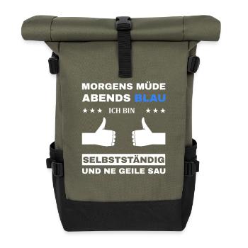 Fatigué le matin, bleu le soir, indépendant - Sac à dos roll top - olive/noir - Devant