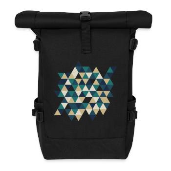 Geometrisches Triangelmuster Mosaik  - Rolltop Rucksack - Schwarz - Vorne
