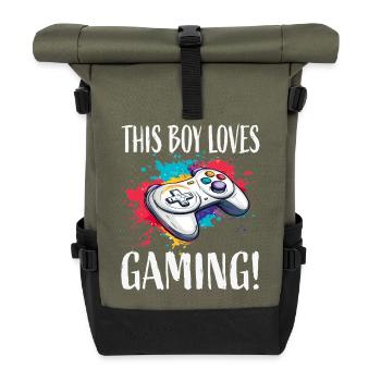 Ce gamin adore jouer - Sac à dos roll top - olive/noir - Devant