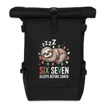 Sleeping sloth with fairy lights - Roll Top Backpack - black - Front
