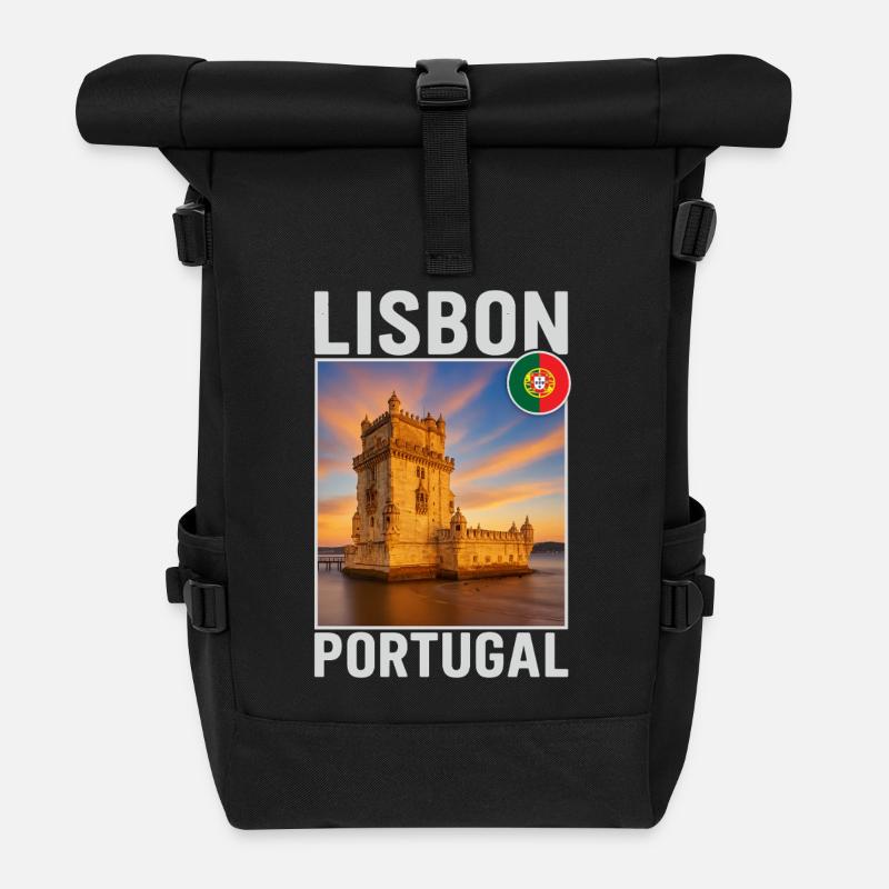 Lisbon - Roll Top Backpack - black