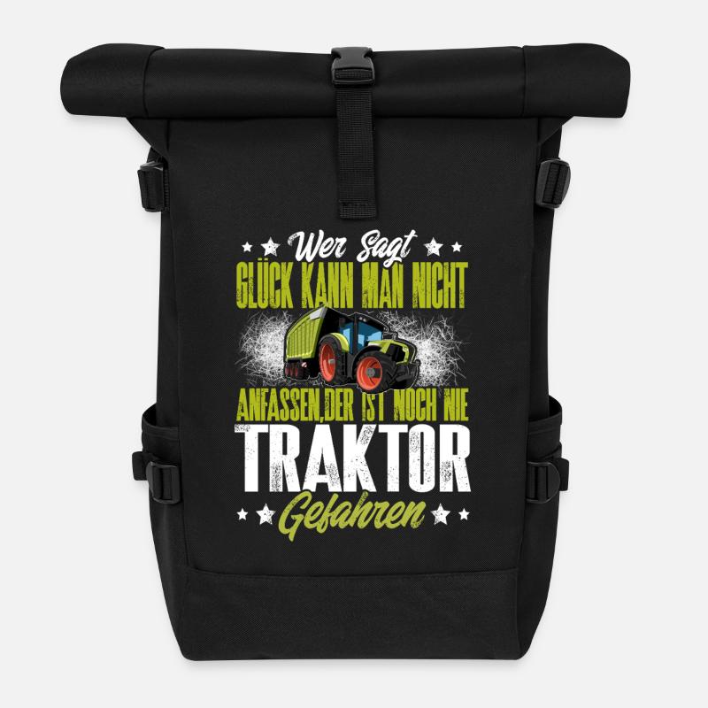 Traktor Landwirt - Rolltop Rucksack - Schwarz